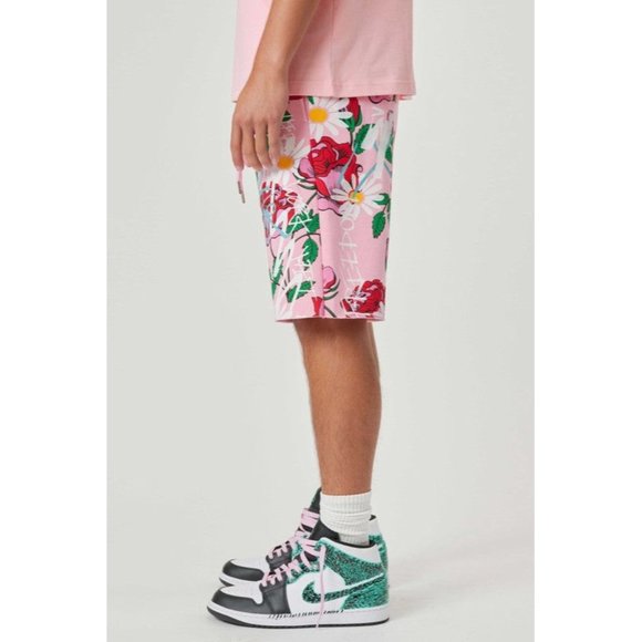 FIRST ROW CASUAL PANTS SHORT SUMER ALLOVER ROSE BLOOM  PRINT - Picture 3 of 9